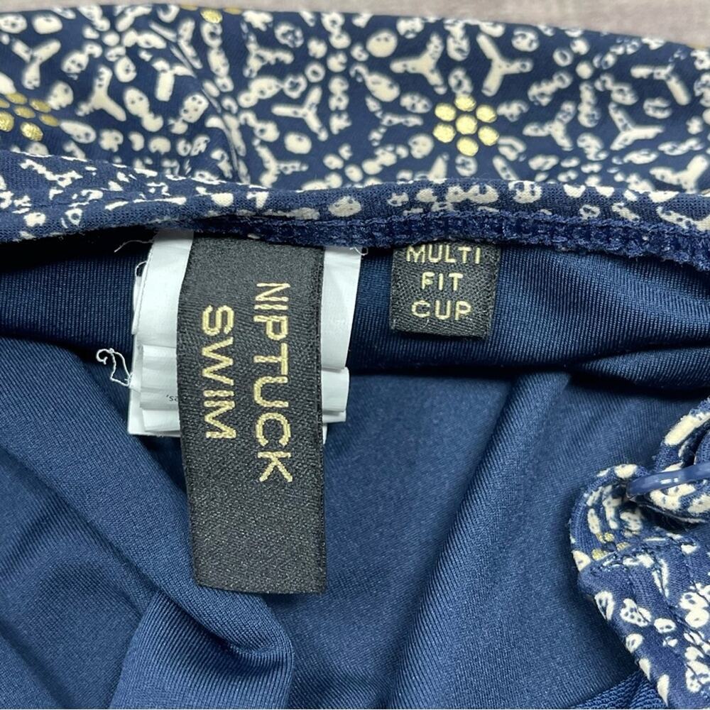 Niptuck Swim Nautical Foil Line Front Twist Tummy Control One Piece Blue Gold 12 - Picture 5 of 5